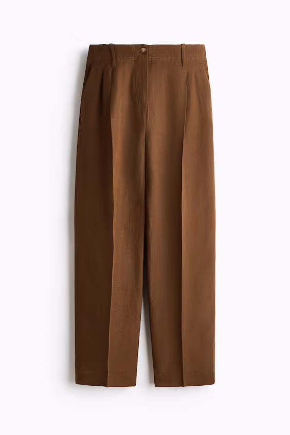 Зауженные брюки из смеси льна h&m