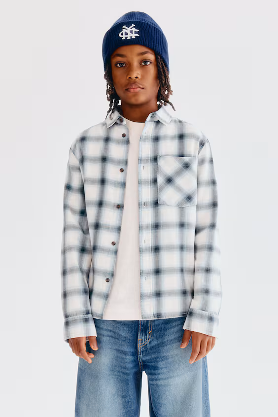 Хлопковая рубашка с карманом h&m