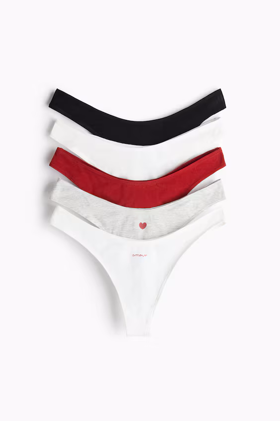 Набор из 5 хлопковых трусов thong