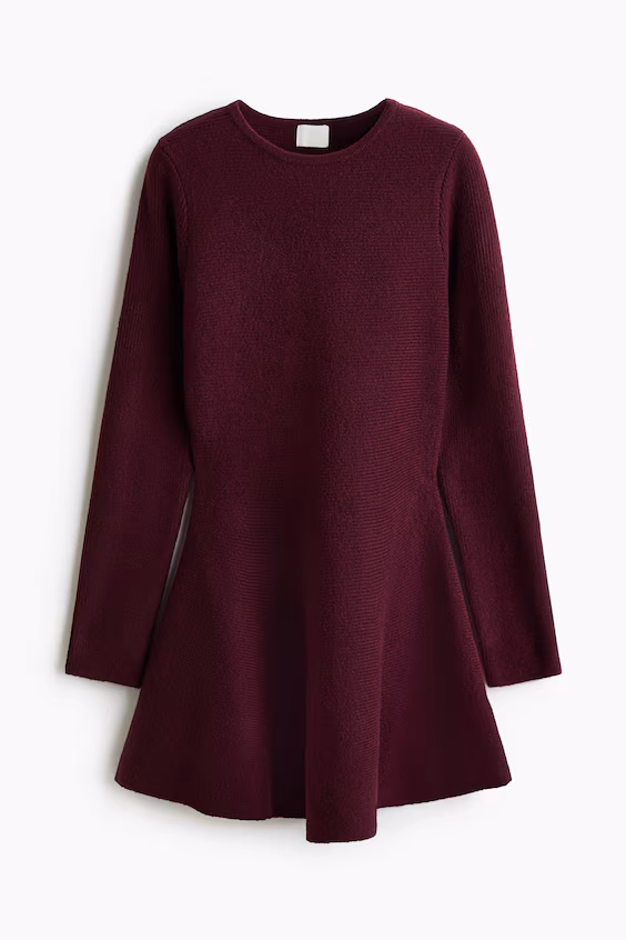 Платье из в рубчик с расклешенной юбкой h&m