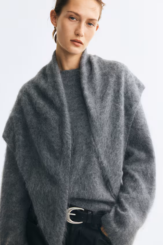 Свитер из кардочесанной шерсти с шарфом h&m