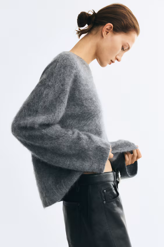 Свитер из кардочесанной шерсти с шарфом h&m