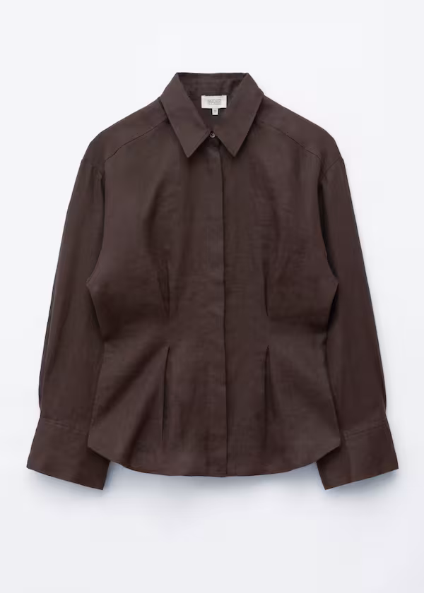 Рубашка из льна с плиссированной талией h&m