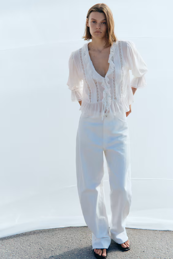 Блузка с кружевом h&m