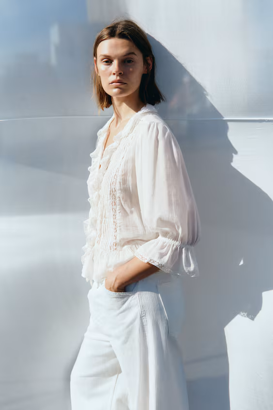 Блузка с кружевом h&m