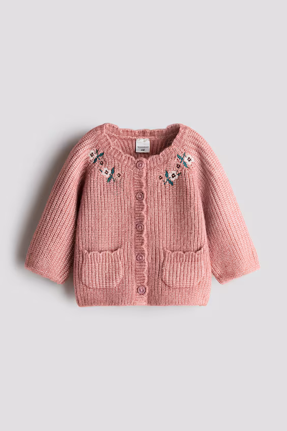 Вязаный кардиган с вышивкой h&m