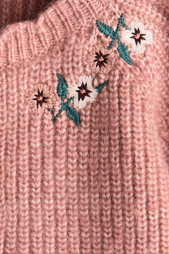 Вязаный кардиган с вышивкой h&m