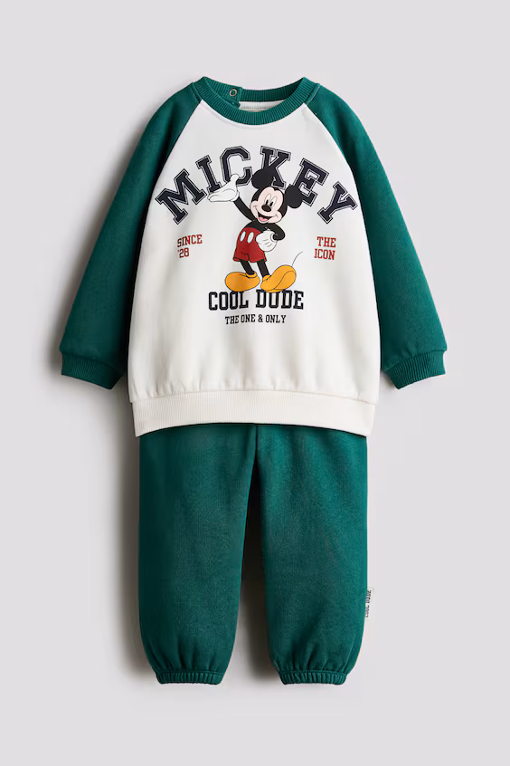 Комплект из 2 предметов из трикотажа с принтом
