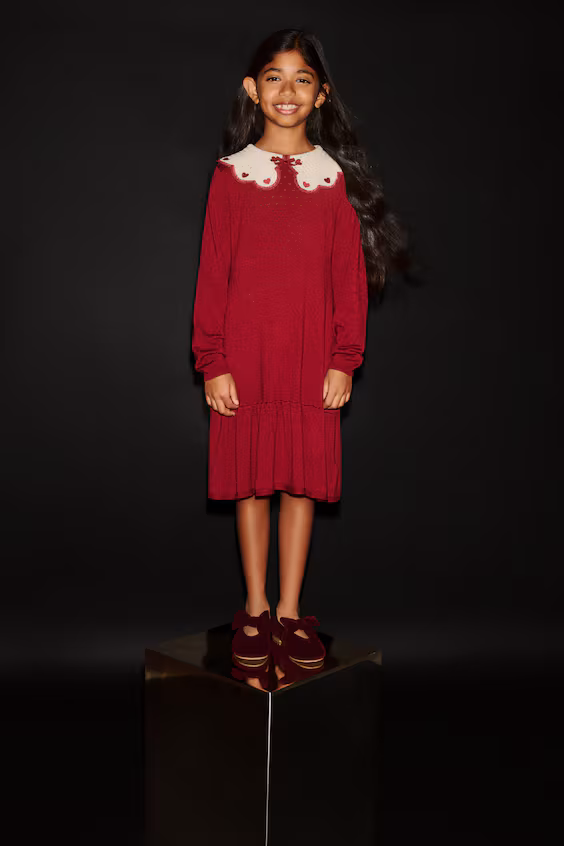 Платье из трикотажа pointelle с воротником h&m