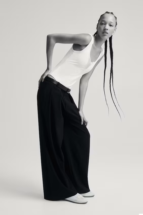 Свободные брюки с защипами h&m