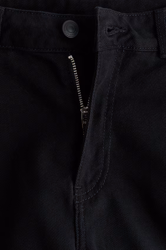 Брюки из хлопкового саржи baggy fit h&m