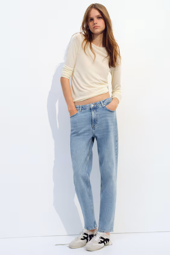 Джинсы mom slim fit с высокой посадкой