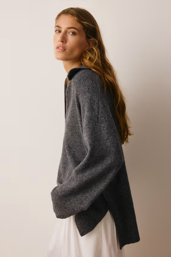 Свитер из тонкой ткани с воротником h&m