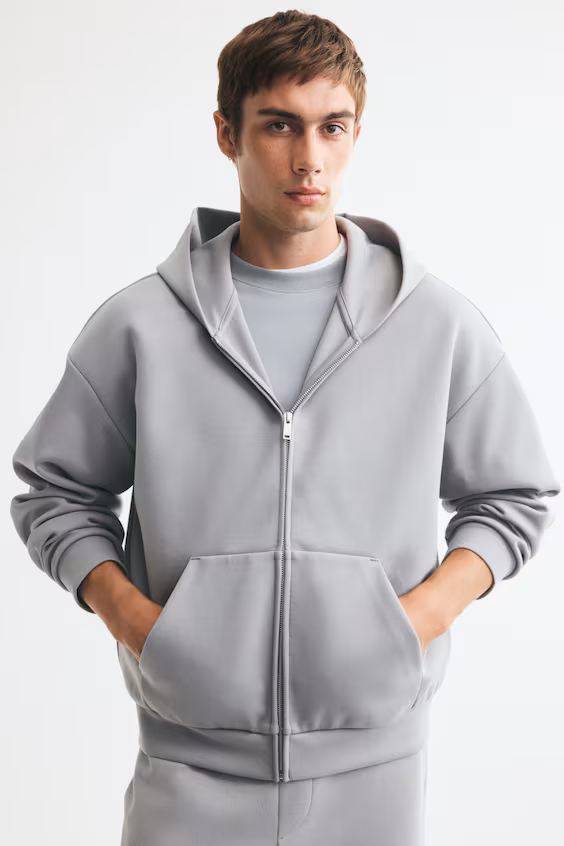 Пальто из интерлока с капюшоном oversized fit