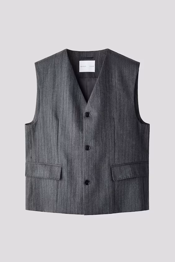 Жилет из шерсти в стиле regular fit из двух тканей