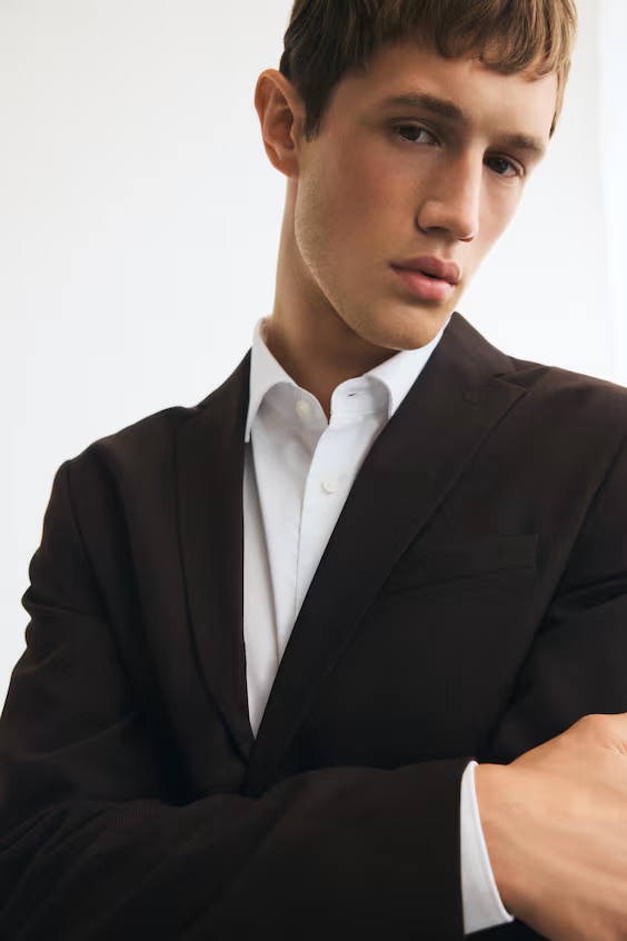 Однобортное приталенное пальто slim fit h&m
