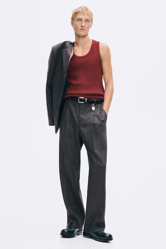 Безрукавный топ в рубчик из смесовой шерсти slim fit