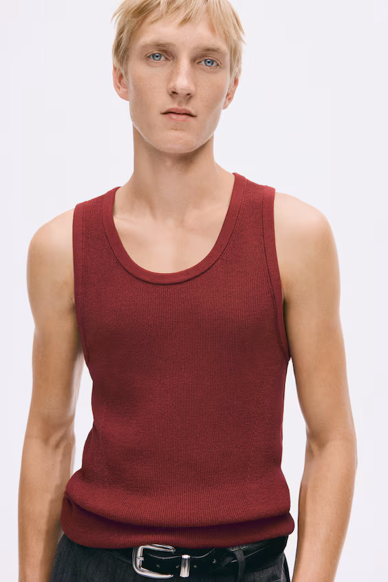 Безрукавный топ в рубчик из смесовой шерсти slim fit