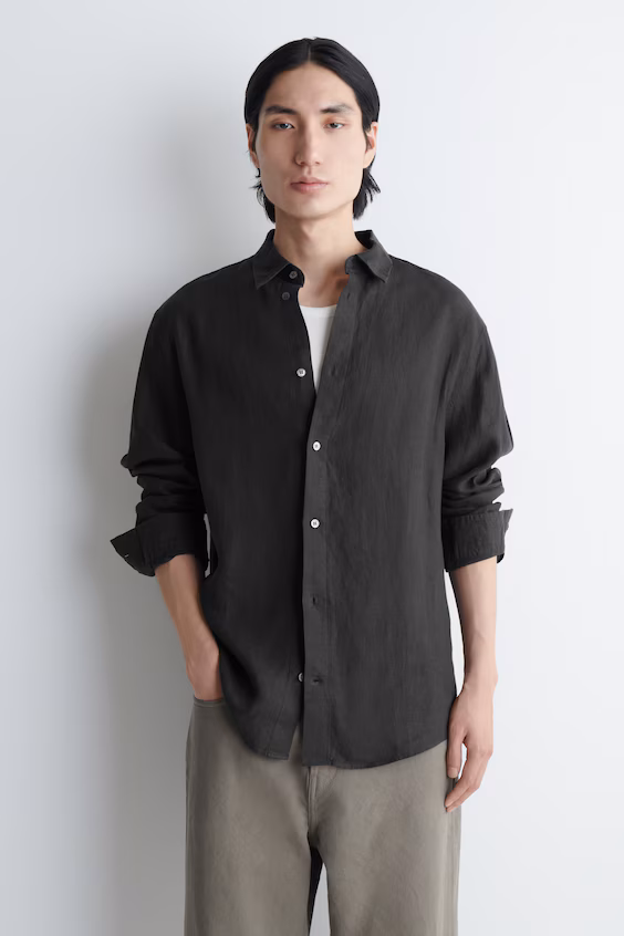 Комфортная льняная рубашка h&m