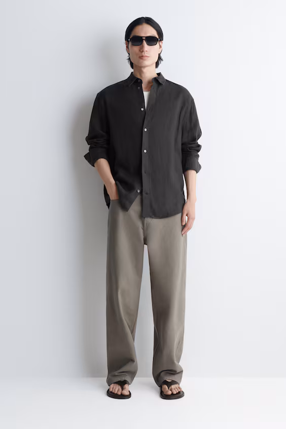 Комфортная льняная рубашка h&m