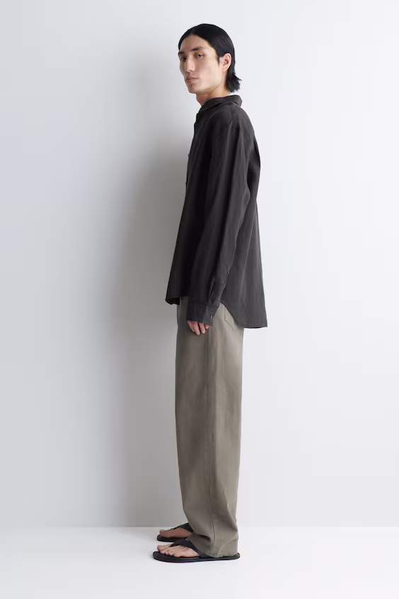 Комфортная льняная рубашка h&m