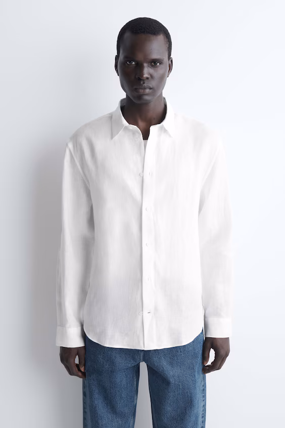 Комфортная льняная рубашка h&m