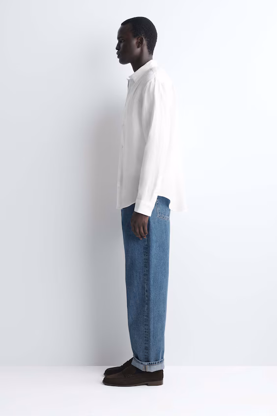 Комфортная льняная рубашка h&m
