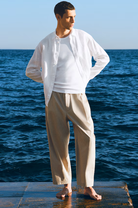 Комфортная льняная рубашка h&m