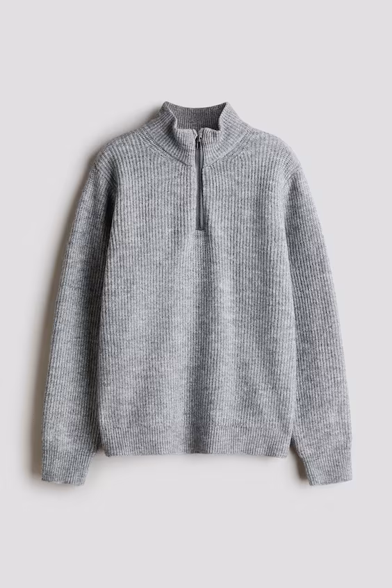 Свитер в рубчик с застежкой-молнией h&m