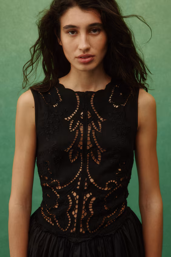 Платье с объемной юбкой из смеси льна h&m