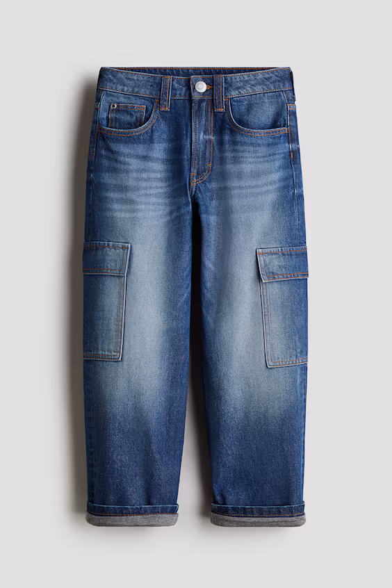 Джинсы свободного кроя cargo с футеровкой