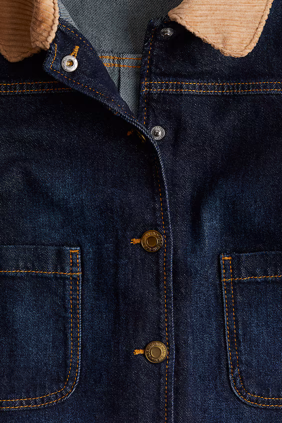 Куртка из джинсы с воротником из бомбазина