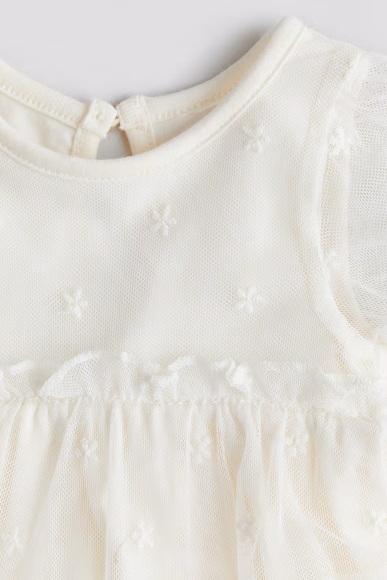 Платье с телом из вышитой сетки