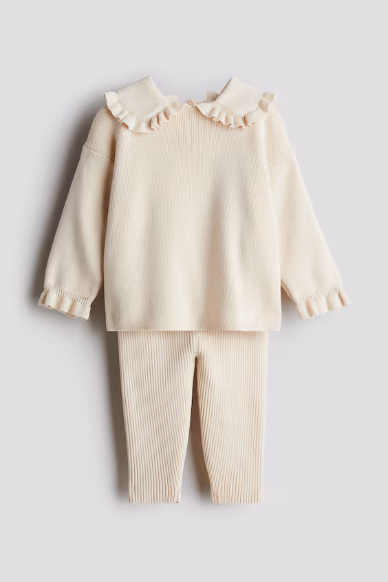 Набор из 2 ребристых изделий из хлопка