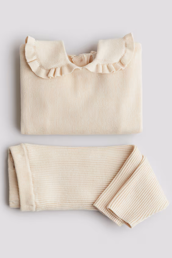 Набор из 2 ребристых изделий из хлопка