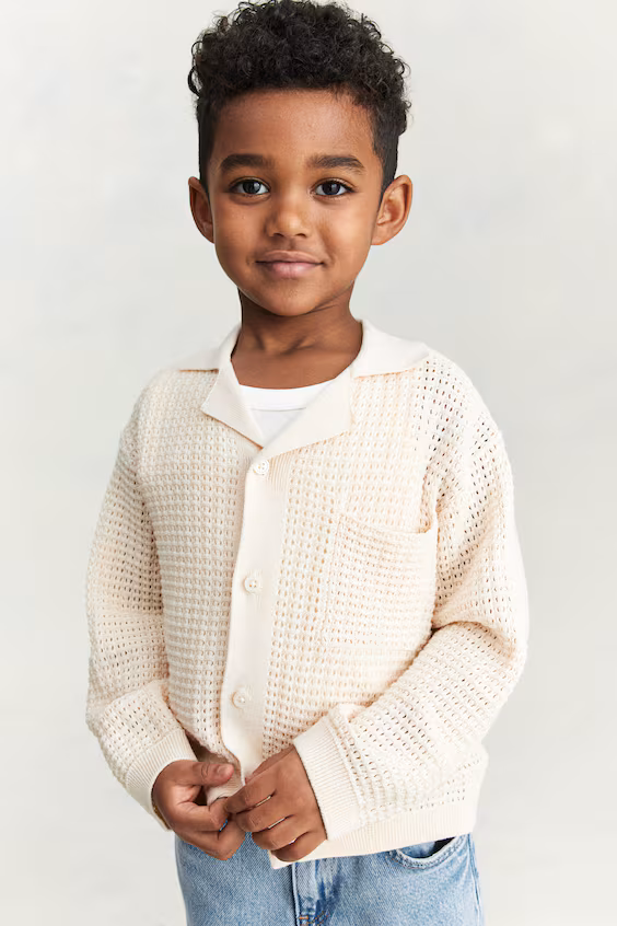 Пальто из мягкой хлопковой трикотажной пряжи с ажурным узором