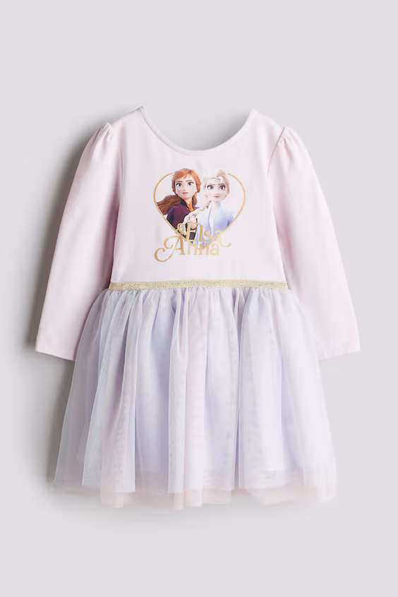 Платье с принтом и юбкой из фатина