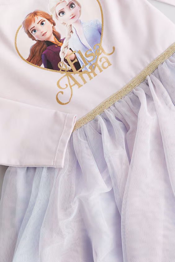 Платье с принтом и юбкой из фатина