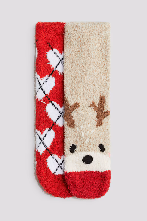 Пакет из 2 пар носков из вязаного меха шенилль