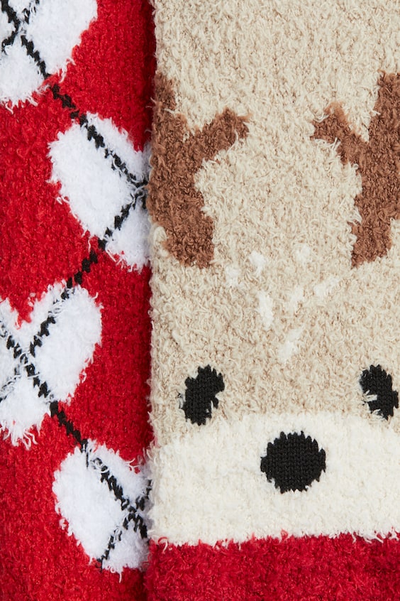 Пакет из 2 пар носков из вязаного меха шенилль