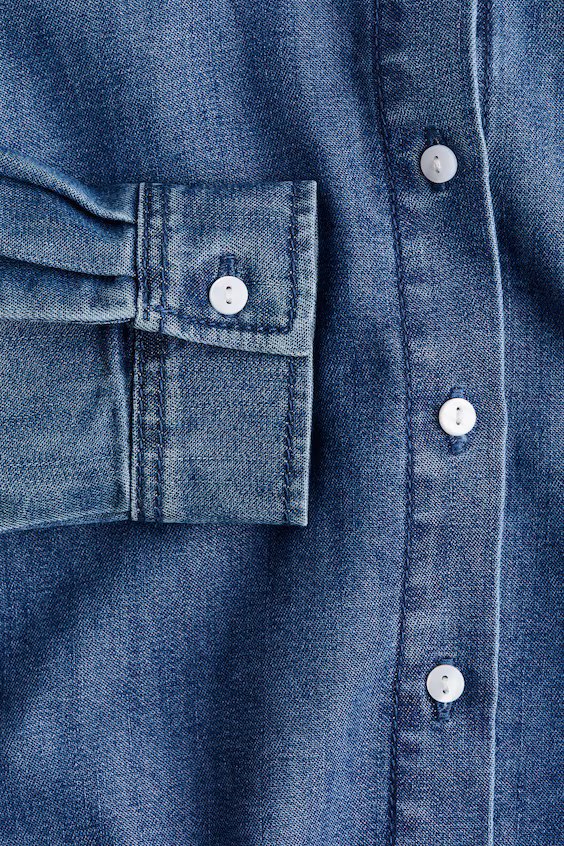 Рубашка из джинсы с надувными рукавами