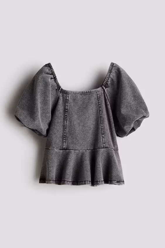 Блуза с баской в виде джинсы