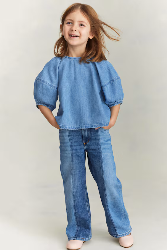 Блуза джинсовая расклешенная