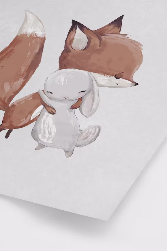 Плакат лиса и заяц