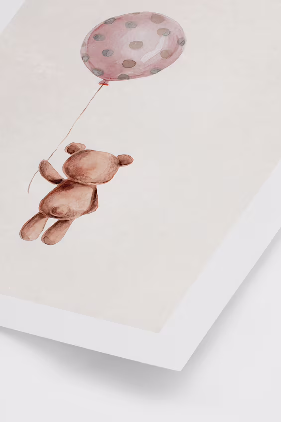 Плакат teddy with balloon