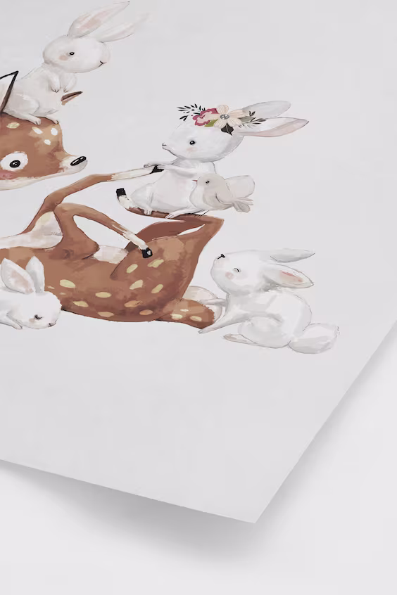 Постер deer and bunnies