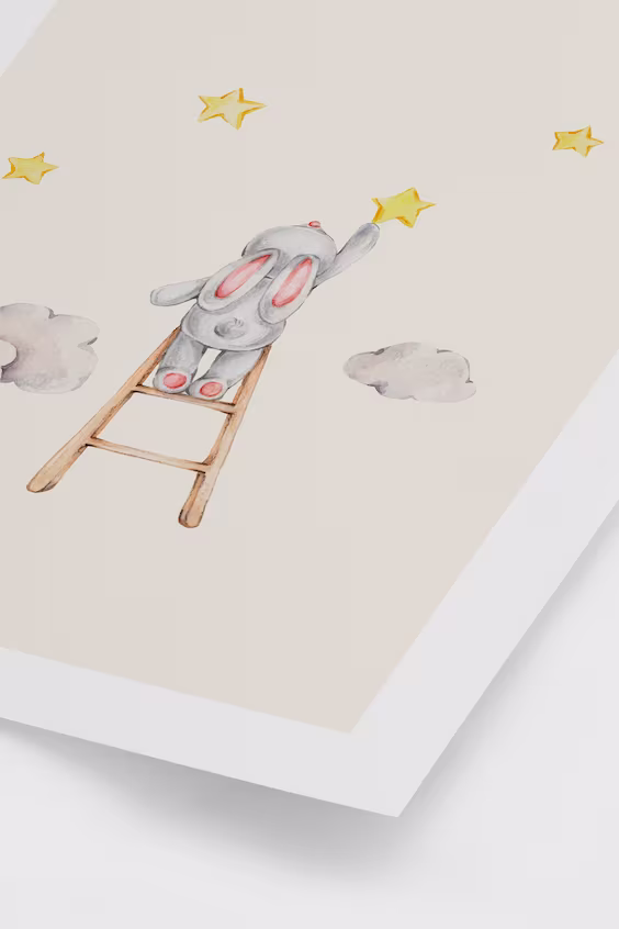 Постер зайчик собирает звезды