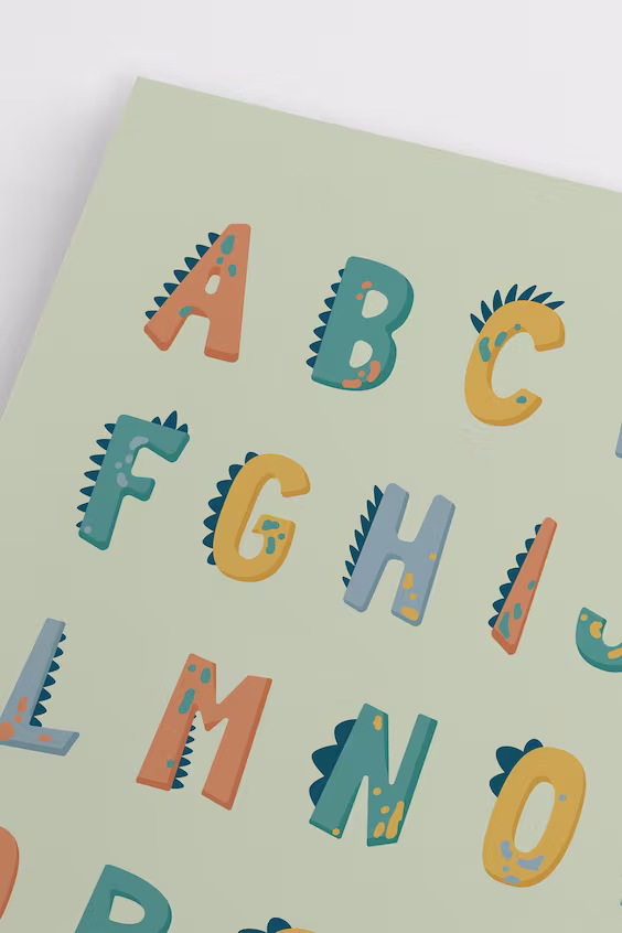 Постер dinosaur alphabet