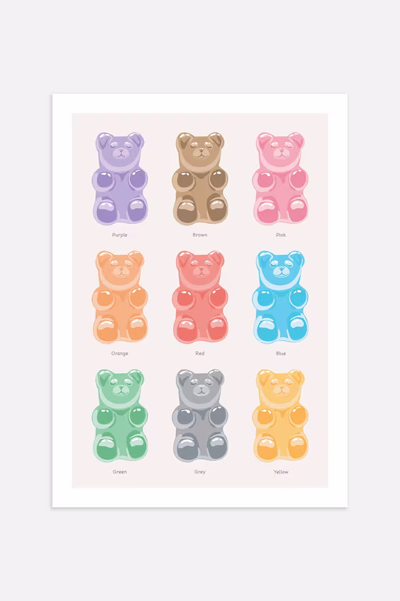 Постер gummy bear colours
