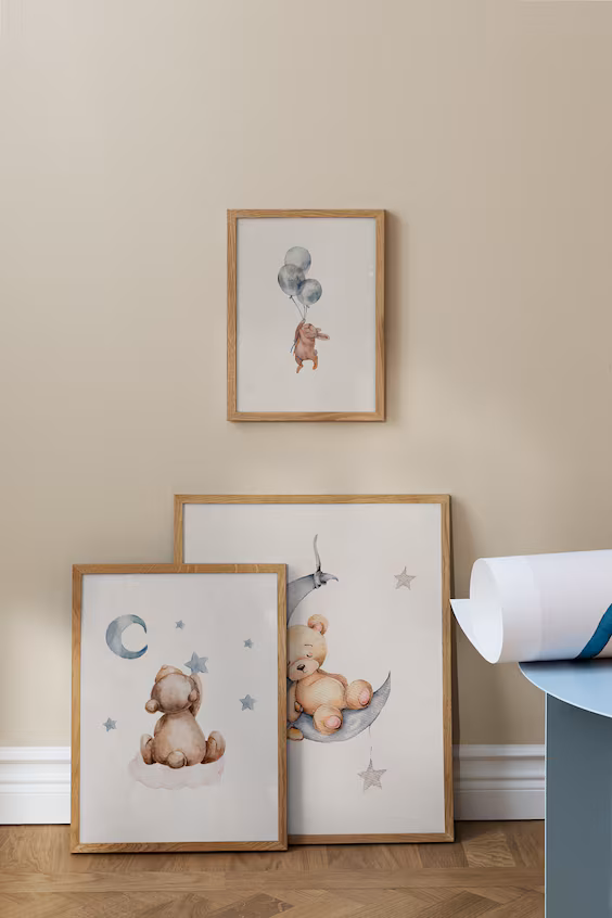 Набор постеров с сонными мишками